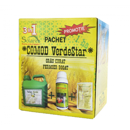 Pachet Comod Verde Star, erbicid, fungicid, îngrășământ foliar, 0,5HA