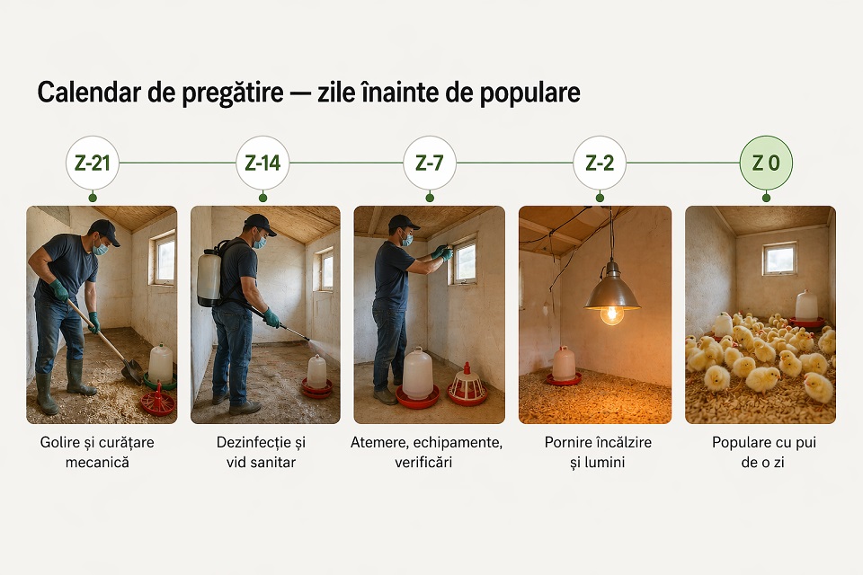 Pregătirea adăpostului pentru puii de o zi